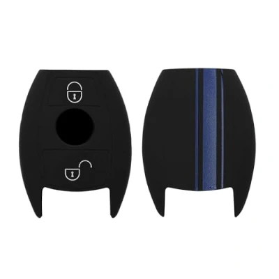 Imagen de kwmobile Carcasa Compatible con Llavero de Mercedes Benz Llave Coche 2 Botones (Solo Keyless Go) Funda para Mando Silicona Azul/Negro