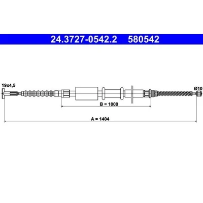 Imagen de ATE 24.3727 0542.2 Cable de Freno Mano 1404