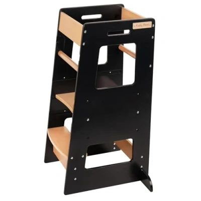 Imagen de KiddyMoon Torre De Aprendizaje para Niños ST 003, Negro/Natural