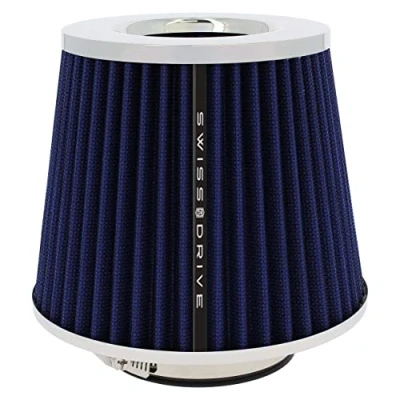 Imagen de Filtro de Aire Universal para Coche Incluye 4 Adaptadores 60mm 65mm 70mm 77mm Abierto Entrada Alto Flujo Limpiador Color Azul