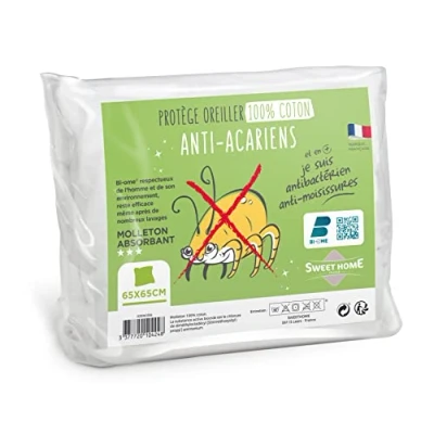Imagen de Sweethome Protector de Almohada antiácaros, 50 x 70 cm, muletón, 100% algodón, Suave y cómodo, Forma Rectangular, Lavable a máquina