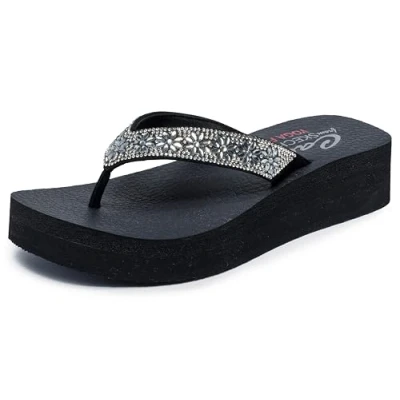 Imagen de Skechers Cali, Sandalia Mujer,Negro Mitobuck Gem Stone Trim, 37 EU