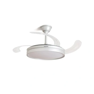 Imagen de InnovaGoods® Ventilador de Techo con Aspas Retráctiles y Luz LED 80 W, 6 Velocidades, Temporizador, 3 Tipos Luz, Mando a Distancia, Ø49 104 cm, Silencioso, Función Verano Invierno. Plateado