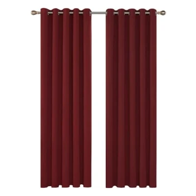 Imagen de Deconovo Cortinas Opacas para Interiores, 2 Piezas, 229 cm de Alto, Modernas con ollados, 168 x (Ancho Alto), Rojo Oscuro