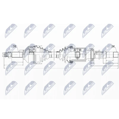 Imagen de NTY NPW FR 076 Árbol de transmisión Eje delantero, derecha FORD: Transit Custom V362 Furgón, V363 Furgón
