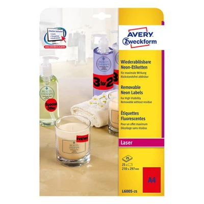 Imagen de AVERY Zweckform Stick&amp;Lift Etiketten, 210 x 297 mm, rot