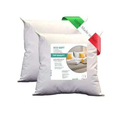 Imagen de GM Eco Soft Cojines de cama 50 x cm, 2 unidades, revestimiento fibras sintéticas hipoalergénicas, fresco, lavable, hipoalergénico y transpirable, fabricado en Italia