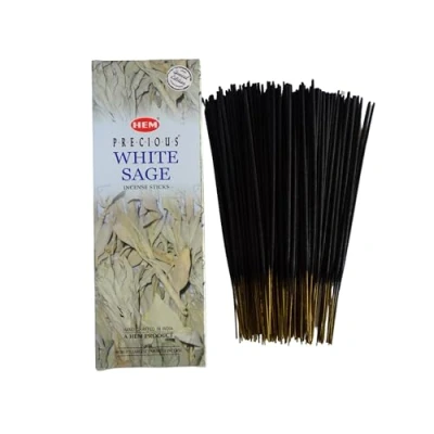 Imagen de Varillas de Incienso HEM White Sage Salvia Blanca 1 Paquete 200 g (160 180 Varillas) Aromaterapia Meditación Yoga Packaging EcoFriendly