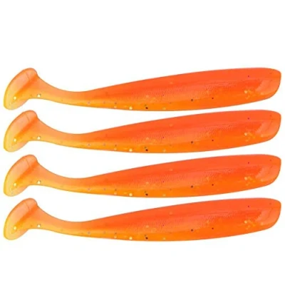Imagen de 20 UNIDS Pesca Suave Señuelo 7.5 cm / 2g de Plástico T Cola Cebo Artificial Gusano Swimbait para Bajo Trucha Leucomas Accesorio Pesca(Naranja)