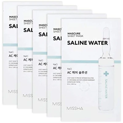 Imagen de MISSHA Mascarilla Facial Ac Care Solution Sheet Mask NaCl Cuidado Específico para Acné Purificante y Antiséptica con Incluye Ácido Salicílico Extractos Botánicos, 1 Unidad