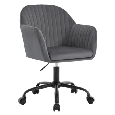 Imagen de WOLTU Silla Ergonómica Escritorio, Oficina Giratoria con Ruedas, Ejecutiva Respaldo Ancho y Asiento Amplio, Altura Ajustable, de Ordenador Terciopelo, Gris Oscuro, BS166dgr