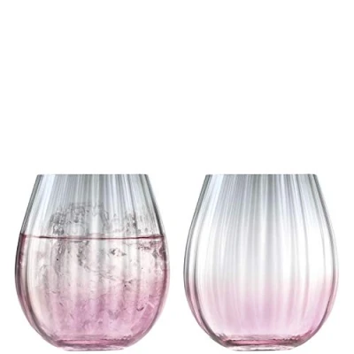 Imagen de Lsa G1331 15 152 Vaso Hecho a Mano, Dusk, Rosa/Gris, 425ml, Paquete de 2, Cristal