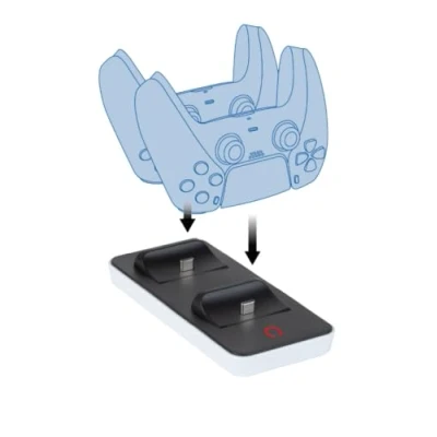 Imagen de Konix Mythics Soporte doble de estación carga para mandos DualSense PS5 Negro y blanco
