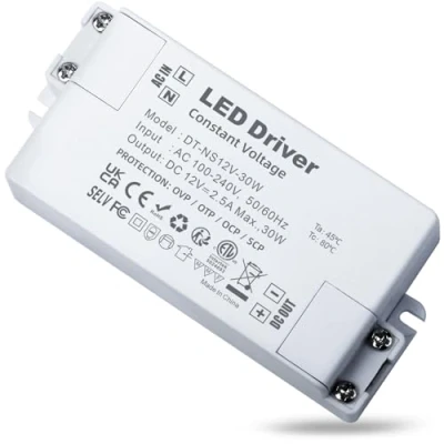 Imagen de REYLAX Transformador 220V a 12V, Fuente de Alimentación LED 30W 2.5A, CA CC, Driver Baja Tensión, Controlador Voltaje Constante, Adaptador para Tiras 94x43x23mm
