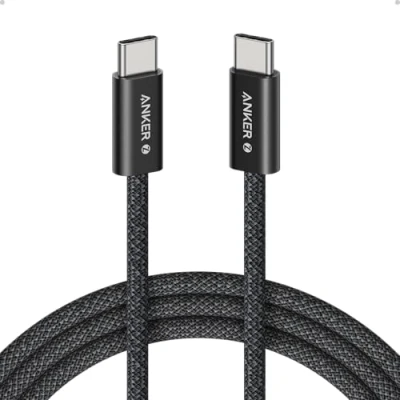 Imagen de Anker cable USB C a Zolo, 240W de carga rápida tipo trenzado y anti suciedad, conector delgado, para iPhone serie 16, MacBook (1,8m, negro)