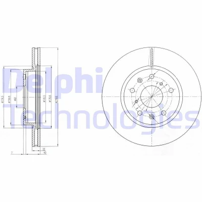 Imagen de DELPHI BG4093C Disco de freno 280 22 5 ventilado revestido sin procesar cojinete rueda, anillo sensor ABS SUZUKI: SX4 I Hatchback