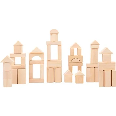 Imagen de Small Foot 11396 Ladrillos Natural, de Madera, Certificado FSC 100%, 50 Piezas, Kit Juego construcción Robusta Juguetes, Multicolor (11396)