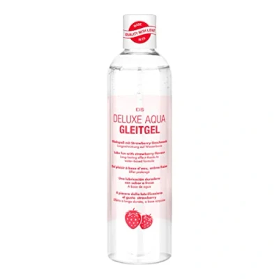 Imagen de lubricante a base de agua, EIS Deluxe Aqua con efecto larga duración, gel íntimo extra sensible para una sensación realista, fresa, 300ml
