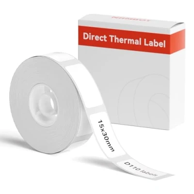Imagen de NIIMBOT Etiquetas térmicas para etiquetadora D11 D110 D101 H1S (15 * 30mm) papel autoadhesivo impresora con autoadhesivo, 1 rollo de 210 unidades (blanco)