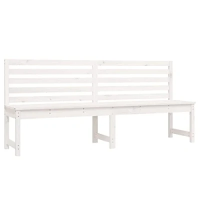 Imagen de vidaXL Banco de jardín Madera Maciza Pino Blanco 201,5 cm, Exterior, Patio, Picnic, Parque, Porche,