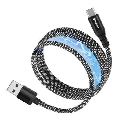 Imagen de Magtame cable magnético USB C, de carga A retráctil 1 m, C trenzado nailon tipo compatible con i Phone 16 15 Samsung