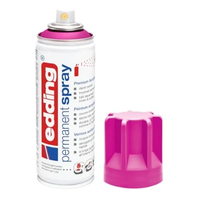 Imagen de edding 5200 spray permanente magenta mate 200 ml pintura acrílica para pintar y decorar vidrio, metal, madera, cerámica, plástico, lienzo aerosol, acrílico, de