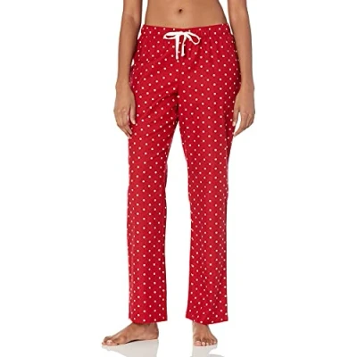 Imagen de Amazon Essentials Pantalón para Dormir de Franela (Disponible en Tallas Grandes) Mujer, Rojo Blanco Lunares, L