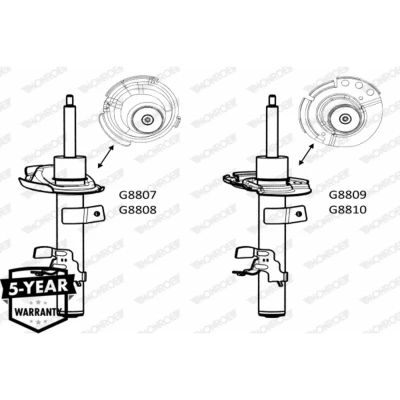 Imagen de MONROE G8808 amortiguador Presión de gas Bitubular Columna Espiga arriba, Abrazadera abajo FORD: KUGA 2