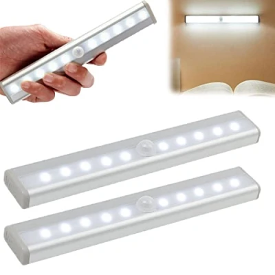 Imagen de XXLZ 1/2PCS Motion Sensing Closet Light, Under Cabinet Lighting Battery Operated, Led Light Activated Powered, Sensor Lights (White,2PCS)