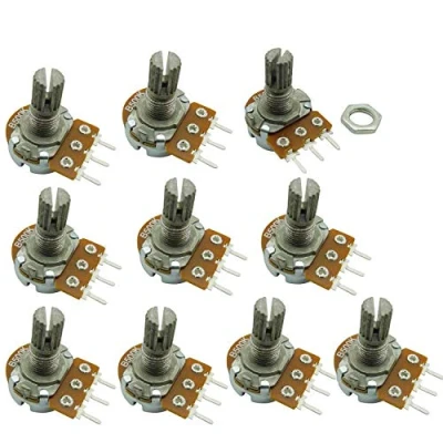 Imagen de Aihasd 10pcs B500K 500K Ohm Ajustamiento Soltero Lineal Giratorio Afilar potenciómetro Shaft 15 mm