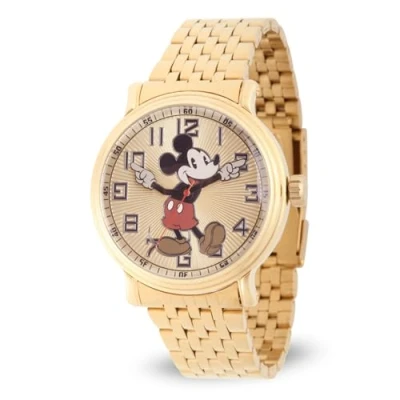 Imagen de Disney Mickey Mouse W002413 Reloj analógico de Cuarzo Dorado, para Hombre, Pulsera