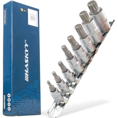 Imagen de XZN Juego de llaves vaso multidientes I M4 M5 M6 M8 M10 M12 M14 M16 8 pzs. puntas múltiples