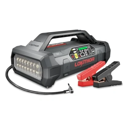Imagen de LOKITHOR JA302 Arrancador de Coches 2500A 20500mAh con 150 PSI Compresor Aire Batería Coche Profesional(hasta 8.5L Gas/6.5L Diesel) Linterna LED,Puerto USB,QC3.0,Espera 36 Meses