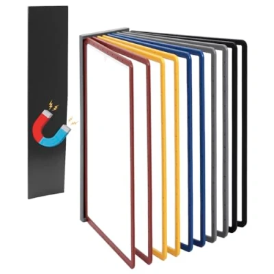 Imagen de QWORK® Sistema de Paneles pared magnéticos con 10 pantalla A4 Incluye placa magnética y tornillos para una fácil instalación