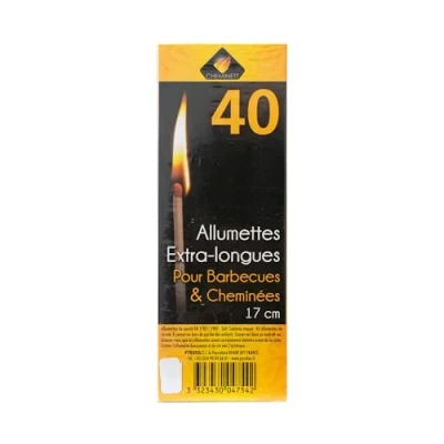 Imagen de Pyro Feu Fosforos Extra Largos 17cm; Caja de 40 Uds Extralargos, Madera, 17 cm