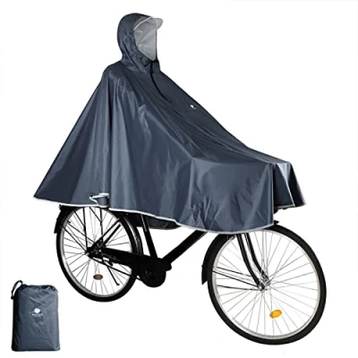 Imagen de Anyoo Capas de Ciclismo Impermeables Portátiles Ligeras Poncho Lluvia Bicicleta Compacta Unisex Reutilizable para Mochileros Camping al Aire Libre, Gris, Talla única