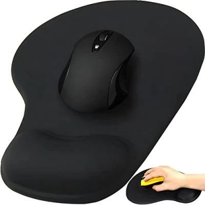 Imagen de Retoo Alfombrilla Ratón con Reposamuñecas, Gaming Mouse Pad Ergonómica Apoyo, Espuma Viscoelástica, Tacto Agradable &amp; Alfombra Raton Cojín, Base de Goma no Deslizante