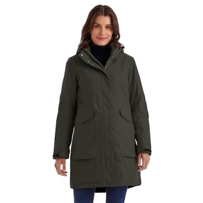 Imagen de killtec Mujer Parka/abrigo impermeable con capucha cremallera Damen Funktionsparka, dunkeloliv, 44, 43284 000