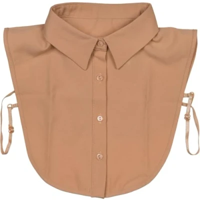 Imagen de styleBREAKER Cuello de Blusa Mujer con Tapeta Botones Monocolor, para Blusas y jerséis 08020004, Color:Beige