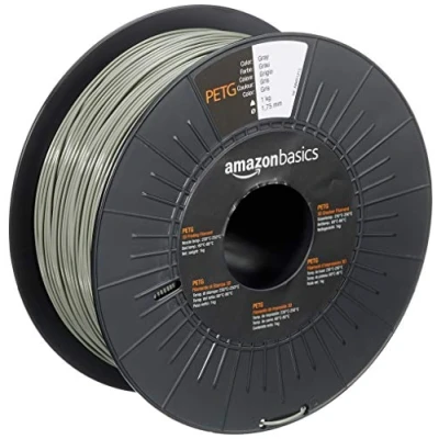 Imagen de Amazon Basics Filamento para impresora 3D, tereftalato de polietileno (PETG), 1.75 mm, cinta 1 kg, gris