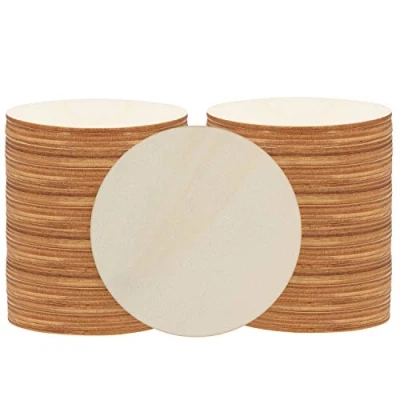 Imagen de Belle Vous Pack de 50 Discos Madera Sin Acabado 7,6 cm y 3 mm Grosor Rodajas Natural en Blanco Circulo para Manualidades, Posavasos, Decoraciones Adornos del Hogar