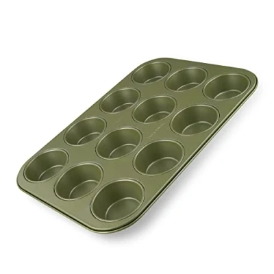 Imagen de Zenker Green Vision Molde Magdalenas, para Cupcakes y Muffins con Recubrimiento Antiadherente ILAG Cera de Carnauba Natural, Capacidad 12 Magdalenas Caseras, 38,5x26,5 cm, 1 ud.