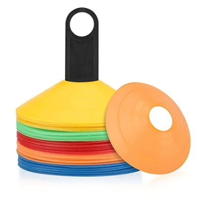 Imagen de 50 Piezas Conos Entrenamiento Señalizacion de Logo, Futbol, Agilidad Para Fútbol Y Marcado Canchas, Multicolor