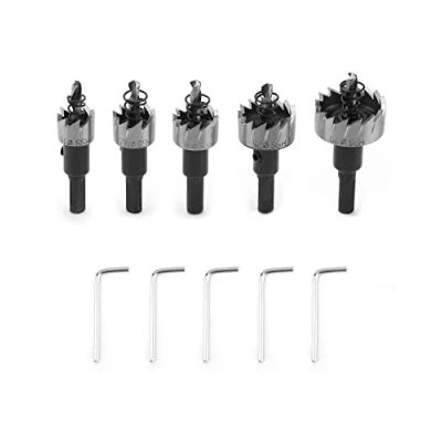 Imagen de QWORK Juego de 5 Brocas Corona Perforadora, Ø16/18,5/20/25/30mm Sierra HSS para Metal, Acero Inoxidable, Madera, Plástico