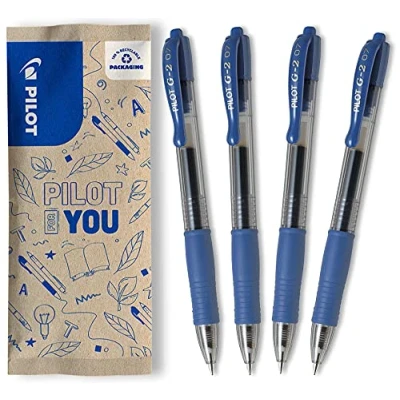 Imagen de PILOT 4 unidades G 2 Bolígrafo Roller Tinta Gel Azul Punta Media