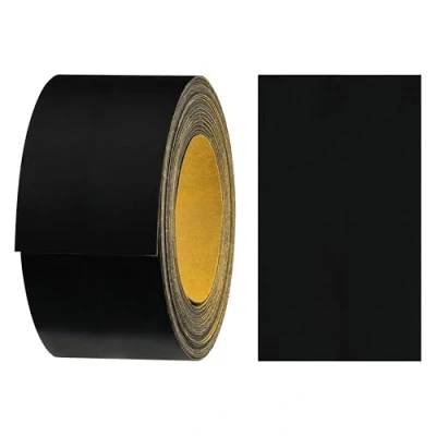 Imagen de haggiy Cinta de melamina autoadhesiva para cantos 40 mm x 5 m, sujeción segura sin planchar gracias al adhesivo acrílico, revestimiento estanterías/placas madera (negro liso)