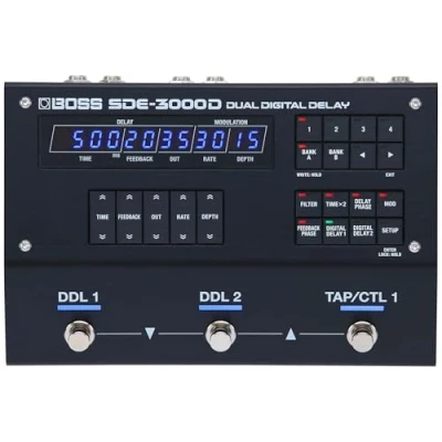 Imagen de Pedal de Delay digital doble BOSS SDE 3000D cálido y clásico basado en el 3000 2 delays completos Parámetros independientes, modulación mono/estéreo panorama