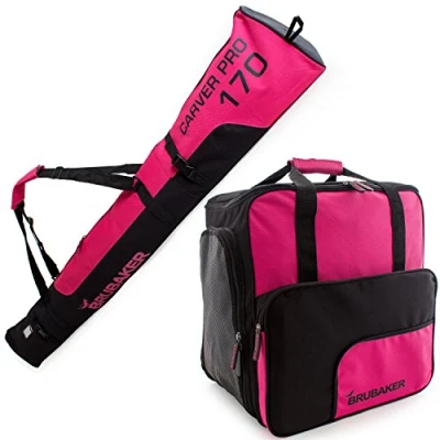 Imagen de BRUBAKER Conjunto &#039;Super Function 2.0&#039; Bolsa para Botas y Casco de Ski Junto a &#039;Carver Pro un par Rosa/Negro 170 cms.