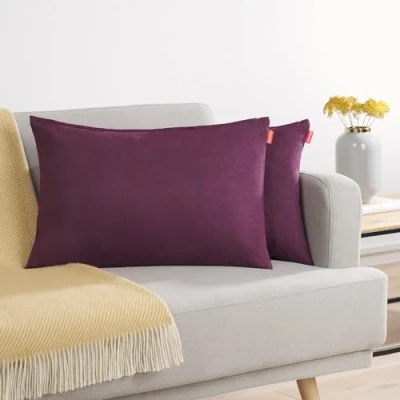Imagen de Blumtal Juego de 2 Funda para cojín Chenilla Fundas Decorativas sofá con Cremallera Cubierta, Berenjena, 40 x 60 cm