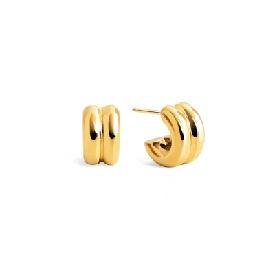 Imagen de SINGULARU Pendientes Shelly. Aro de Acero Inoxidable con Baño en Oro 18Kt. Cierre Tuerca a Presión. Joyas para Mujer